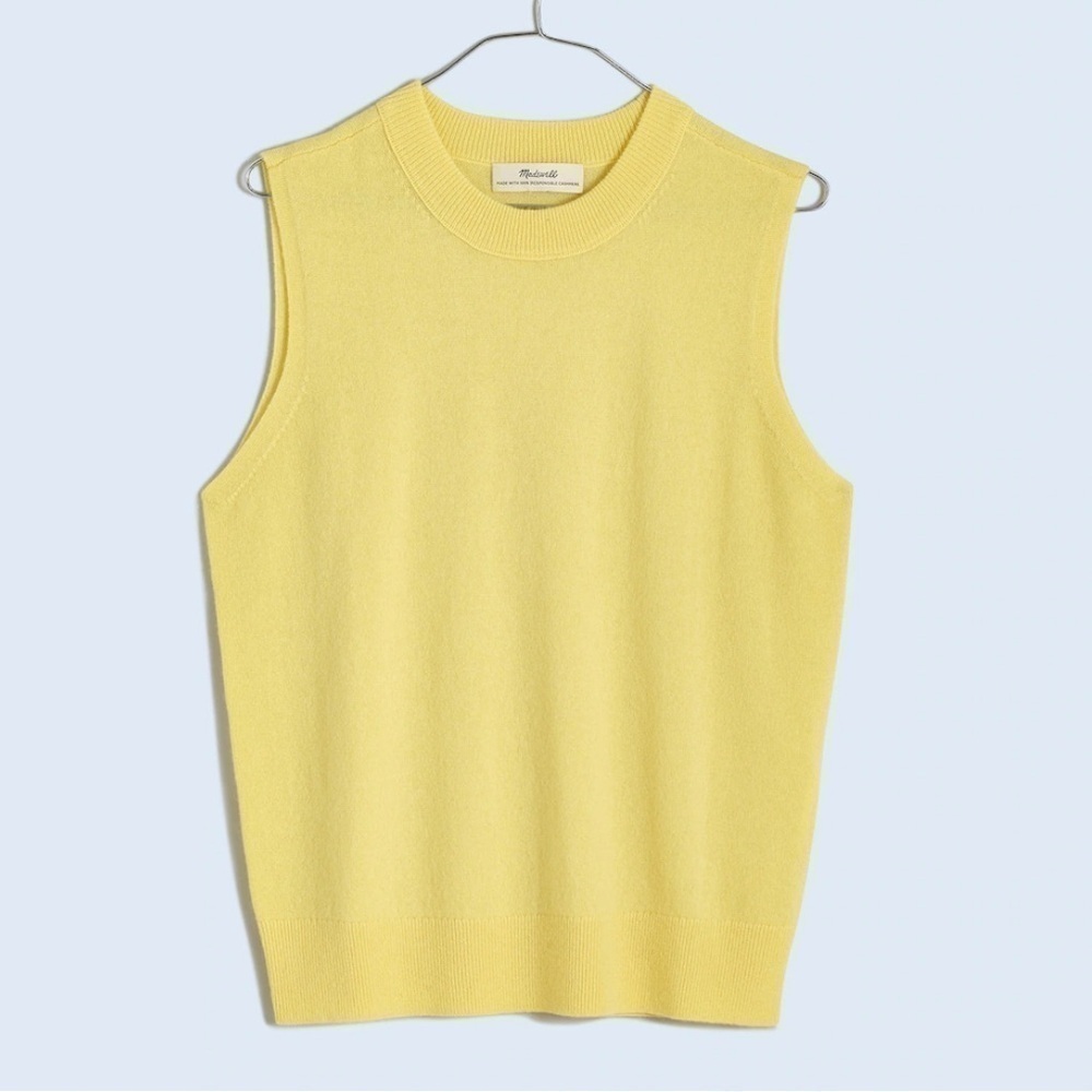 Madewell Re)sponsible Cashmere Sweater Vest Heather Daffodil size‎ XS NWT NO055